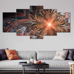 Dark Orange Fractal Flower - NicheCanvas