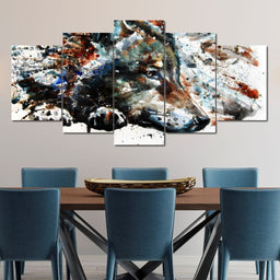 Abstract Wolf Multi Panel Canvas Wall Art - NicheCanvas
