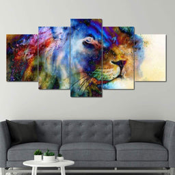 Rainbow Lion Multi Panel Canvas Wall Art - NicheCanvas