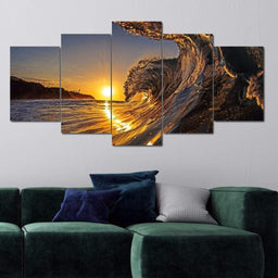 Sunset Wave Multi Panel Canvas Wall Art - NicheCanvas