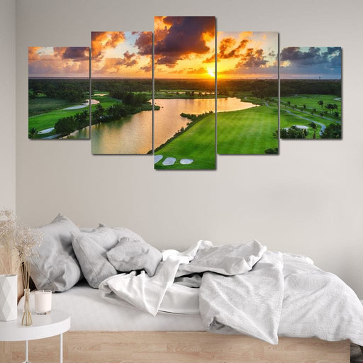 Tropical Golf Course - Canvas Print - beautiful wall art of a landscape painting - this canvas wall decor is a great addition to your home | NicheCanvas
