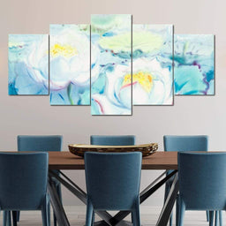 White Lotus Multi Panel Canvas Wall Art - NicheCanvas