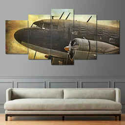 Old Military Aircraft Multi Panel Canvas Wall Art - NicheCanvas