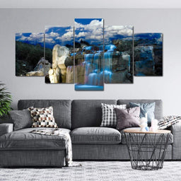 Fantasy Waterfall Multi Panel Canvas Wall Art - NicheCanvas
