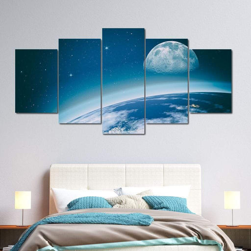 Miracle of Earth - Canvas Print - unique wall art featuring the earth and the moon - this beautiful home decor will surely take you to another dimension | NicheCanvas