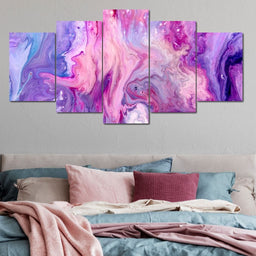 Abstract Pink Multi Panel Canvas Wall Art - NicheCanvas