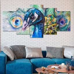 Playful Peacock Multi Panel Canvas Wall Art - NicheCanvas