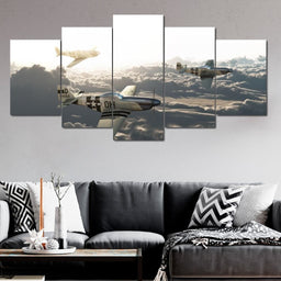 P51 Mustang Squadron Multi Panel Canvas Wall Art - NicheCanvas