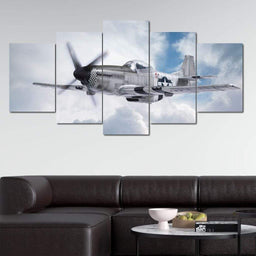 P-51 Mustang Multi Panel Canvas Wall Art - NicheCanvas