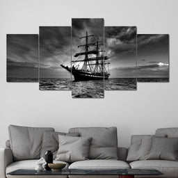 Tall Sail Ship Multi Panel Canvas Wall Art - NicheCanvas