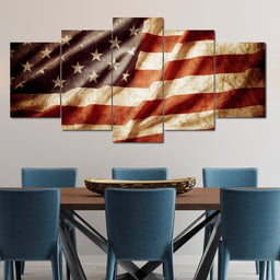 Celebrated American Flag Multi Panel Canvas Wall Art - NicheCanvas