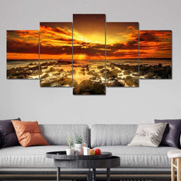 Orange Sunset - Johanjjf Multi Panel Canvas Wall Art - NicheCanvas