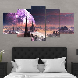 Glacial Moon Multi Panel Canvas Wall Art - NicheCanvas