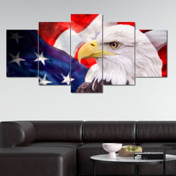 Bald Eagle Of America Multi Panel Canvas Wall Art - NicheCanvas