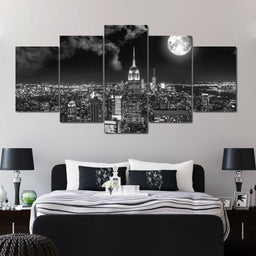 NYC at Night Multi Panel Canvas Wall Art - NicheCanvas