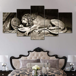 The Lion of Lucerne Multi Panel Canvas Wall Art - NicheCanvas
