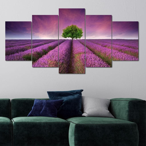 Lavender Dreams - Canvas Print - stunning wall art of the lavender fields and sky and a lonely tree - this decor makes an elegant gift for someone you love | NicheCanvas