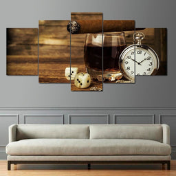 Gentleman's Cognac Multi Panel Canvas Wall Art - NicheCanvas