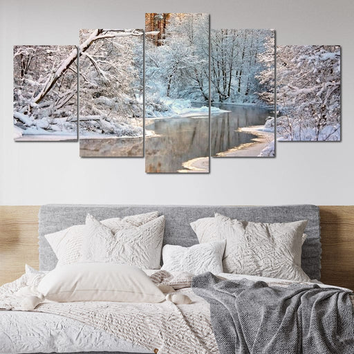 Winter River Landscape Canvas Print