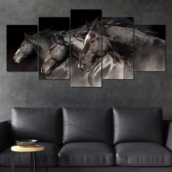 Three Black Stallions | NicheCanvas