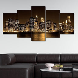 Lower Manhattan Multi Panel Canvas Wall Art - NicheCanvas