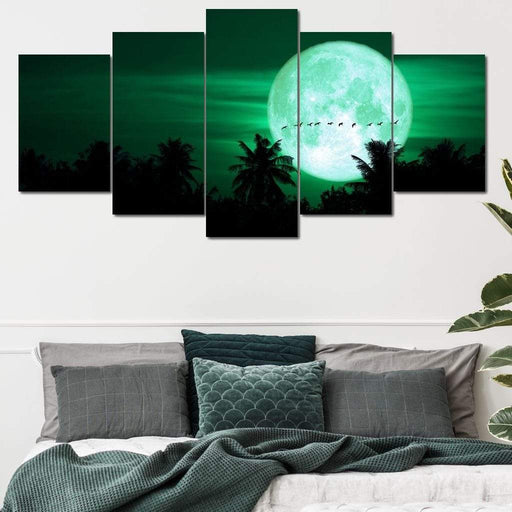 Emerald Moon - Canvas Print - moon wall art in a breathtaking emerald green color - this makes the perfect centerpiece in any room you hang it | NicheCanvas