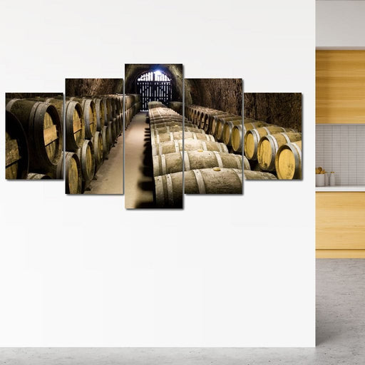 Hillside Wine Cellar - Canvas Print - vintage wall art of an old wine cellar with barrels - this unique canvas painting is perfect for your home and office | NicheCanvas