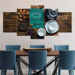 Keep Calm and Drink Tea Multi Panel Canvas Wall Art - NicheCanvas