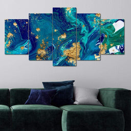 Ocean Gold Multi Panel Canvas Wall Art - NicheCanvas