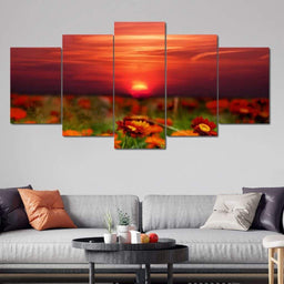 Flowers Last Ray Of Sun Multi Panel Canvas Wall Art - NicheCanvas