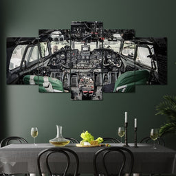 Airplane Cockpit Multi Panel Canvas Wall Art - NicheCanvas