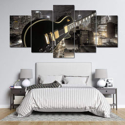 Guitar City Multi Panel Canvas Wall Art - NicheCanvas