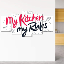 My Kitchen my Rules Multi Panel Canvas Wall Art - NicheCanvas