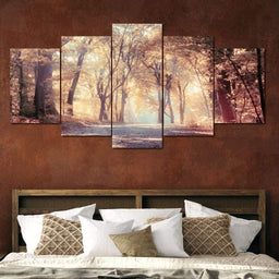 Autumn Forest Multi Panel Canvas Wall Art - NicheCanvas