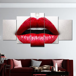 Red Kiss Multi Panel Canvas Wall Art - NicheCanvas