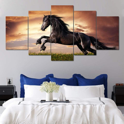Striking Stallion - Canvas Print - photorealistic wall art of a horse in the field - this home decor captures the attention of your audiences | NicheCanvas
