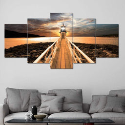 Marshall Point Lighthouse Multi Panel Canvas Wall Art - NicheCanvas