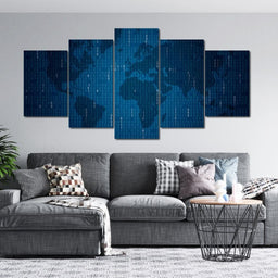 World Map - Data Multi Panel Canvas Wall Art - NicheCanvas