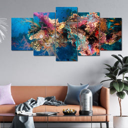 Tropical Corals Multi Panel Canvas Wall Art - NicheCanvas