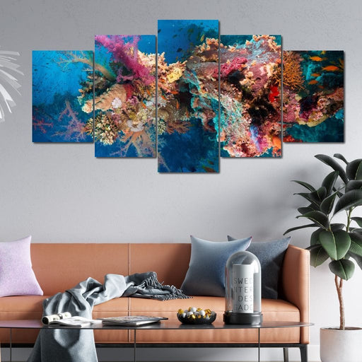 Tropical Corals - Canvas Print - gorgeous wall art of an underwater ocean tropical coral reef - this beautify print is the perfect eye catching accent you need | NicheCanvas