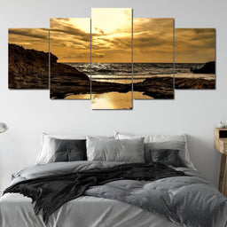 Rocky Coast Line - Johanjjf Multi Panel Canvas Wall Art - NicheCanvas
