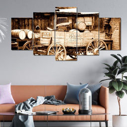 Antique American Cart Multi Panel Canvas Wall Art - NicheCanvas