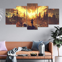 Phoenix Rising Multi Panel Canvas Wall Art - NicheCanvas