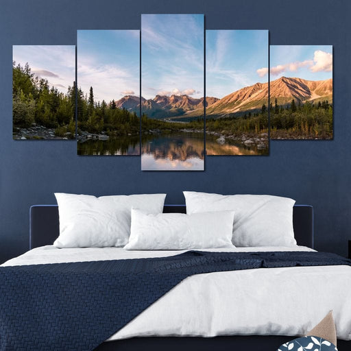 Alaskan Reflection - Lucas Moore - Canvas Print - stunning wall art captures the beauty of Alaska with brilliant colors - this relaxing art print is perfect for your bedroom | NicheCanvas