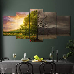 Life and Death Tree Multi Panel Canvas Wall Art - NicheCanvas