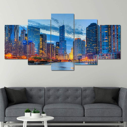 Beautiful Chicago Skyline - Canvas Print - stunning wall art of Chicago and city nights - this city painting is the wall decor for your bedroom | NicheCanvas