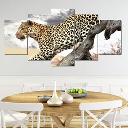 Leopard Closeup Multi Panel Canvas Wall Art - NicheCanvas