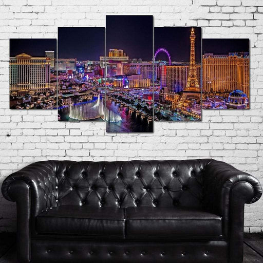 Vegas Strip - Canvas Print - stunning 5 panel wall art highlighting the beauty of Las Vegas at night - this work of art is the perfect focal point to any room | NicheCanvas