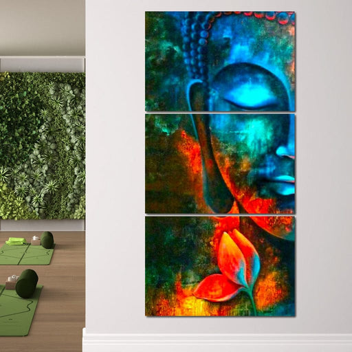 Turquoise Buddha - Blue and Red Blended zen buddha wall art