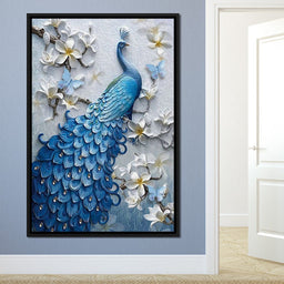 Blue Peacock Flower 1 panel - NicheCanvas